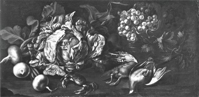Studio Fotografico AS — Salini Tommaso - sec. XVI/ XVII - Natura morta con rape, cavolo, granchio, selvaggina e uva — insieme